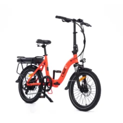 Chill-e Low Step Folding Electric Bike Orange -Shimano Bike Store CHILL E20RED